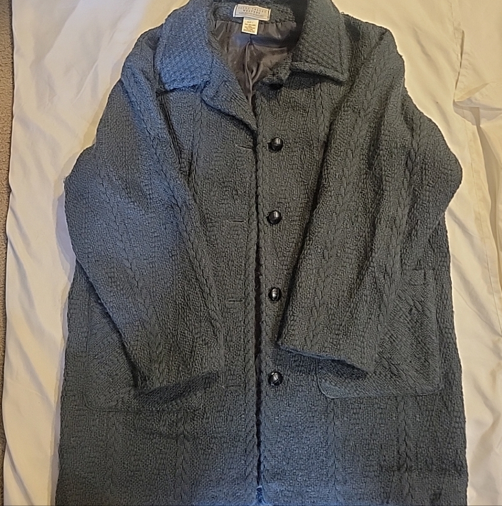 Boynr Valley Weavers 100%Wool L Womens Jacket Coat Blue Made In Irrland